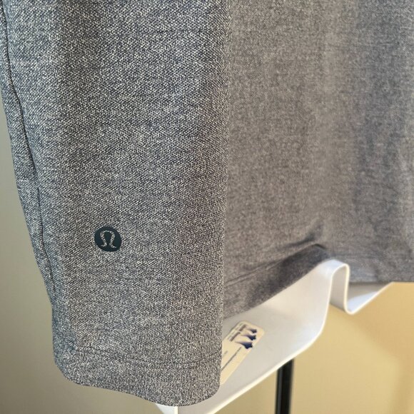 Lululemon Men's marled blue short sleeve performance tech polo shirt Large L EUC - Picture 1 of 5
